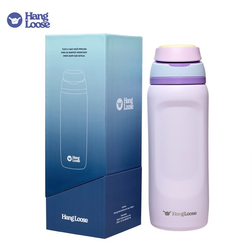 Garrafa Térmica Hang Loose Rosa Aço Inox Alça Reforçada 770ML