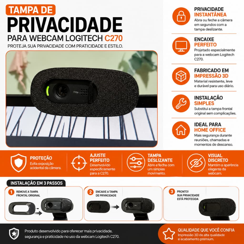 TAMPA DE PRIVACIDADE PARA WEBCAM LOGITECH C270