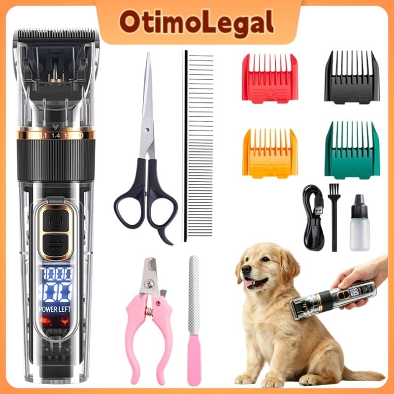 Kit Máquina de Tosa Elétrica Profissional para Cães e Gatos Pets – Conjunto Completo com Aparador de Pelos