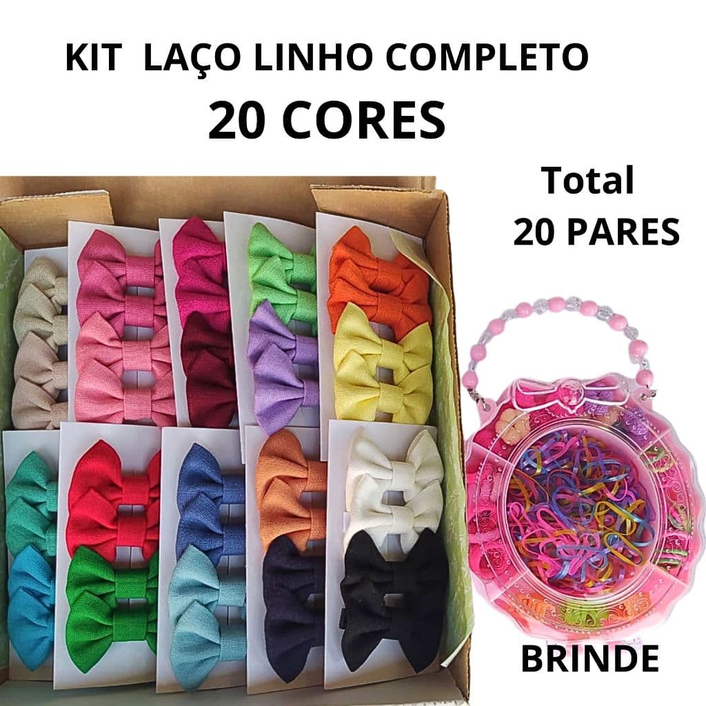 Laço De Linho Kit 20 Cores 20 Pares Combo Completo Menina Bebê Acessório Infantil