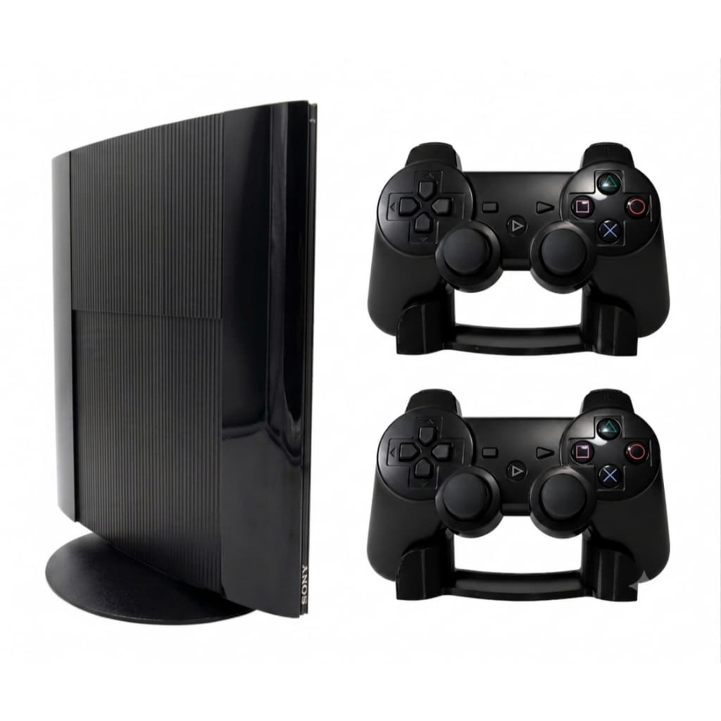Suporte Vertical PS3 Super Slim com 2 Suportes para Controle Playstation 3 Super Slim Kit Organizador Mesa Gamer Pronta