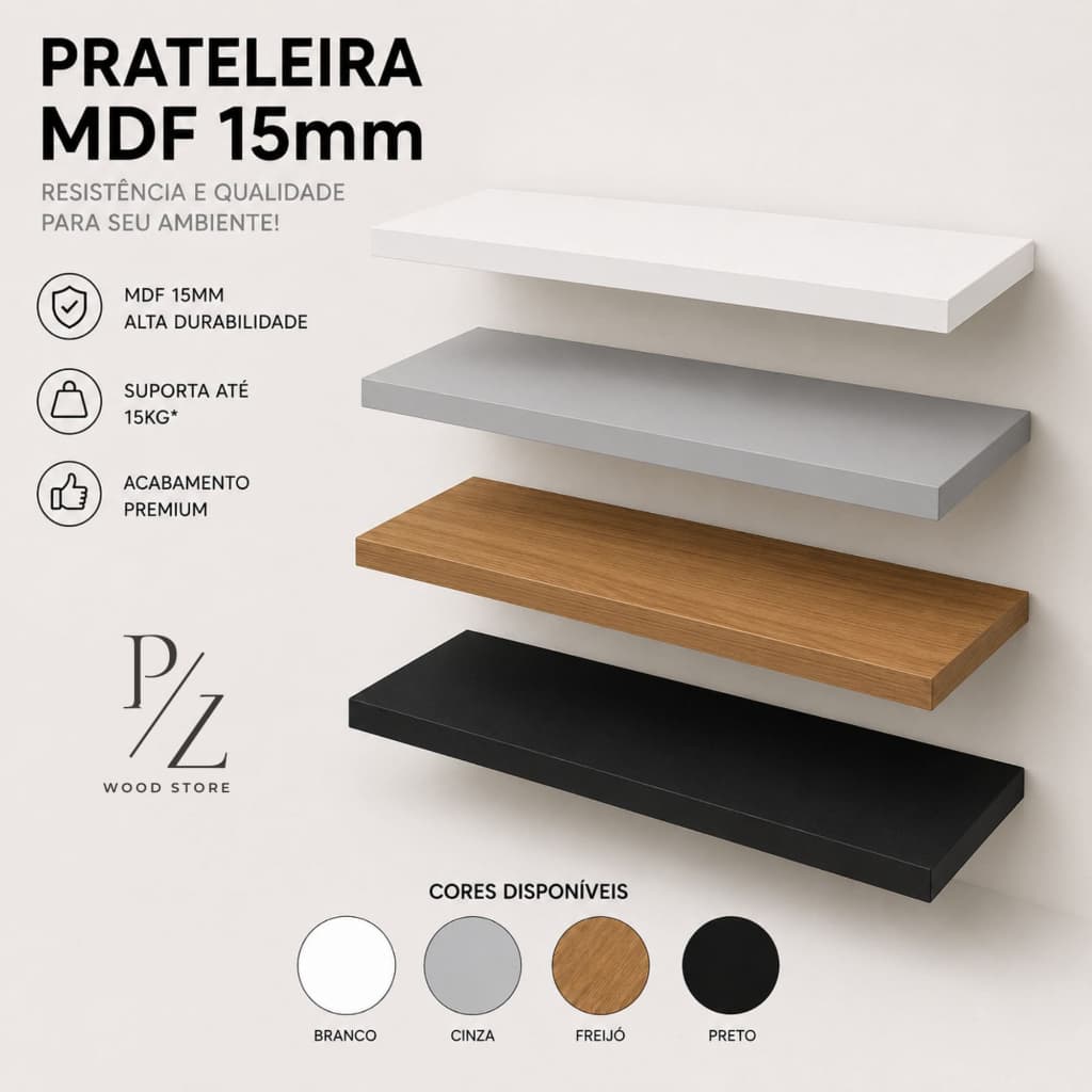 Prateleira MDF 30x100 ou 30x120 | Tampo MDF Multiuso | Livros, Decoração, Cozinha,Home Office, Closet e Ho