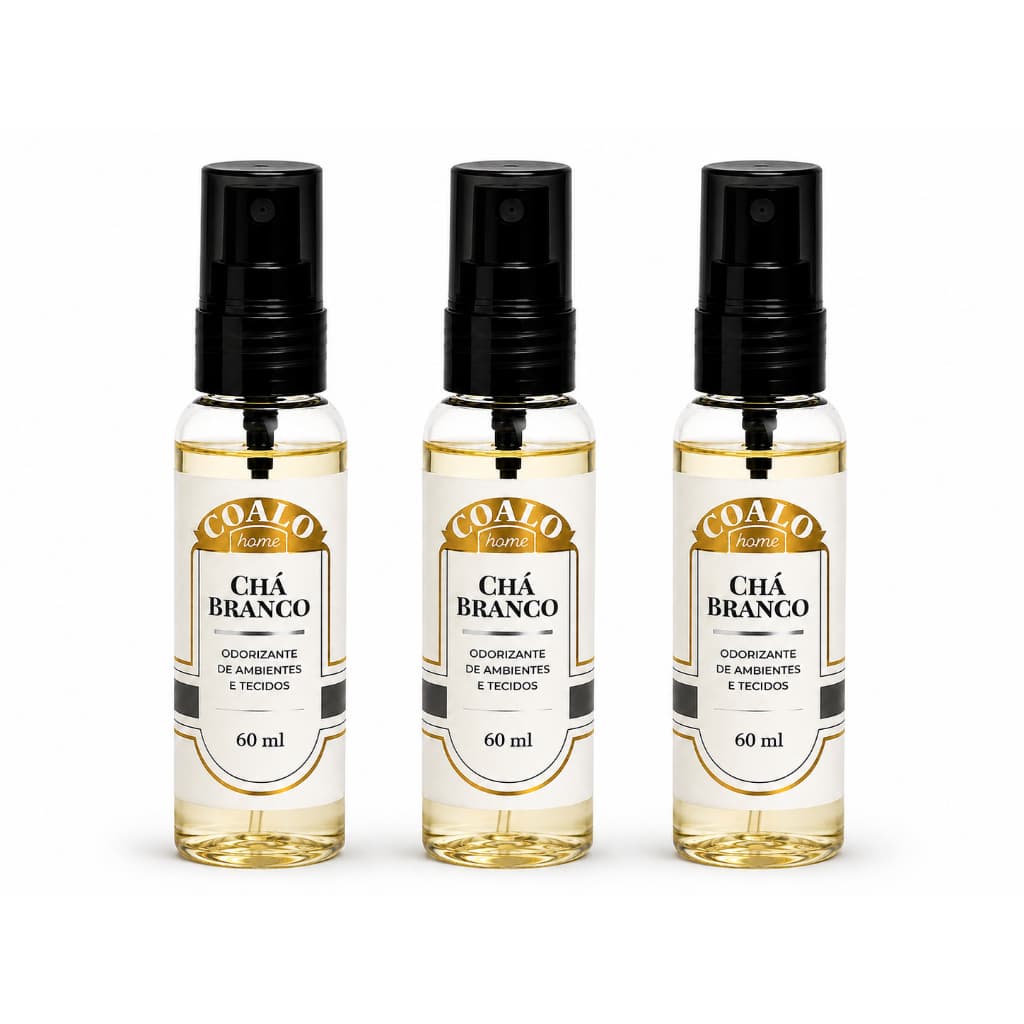 Kit 3 Unidades Coalo Odorizante de Ambientes e Tecidos Chá Branco Fragrância Perfumada 60ml