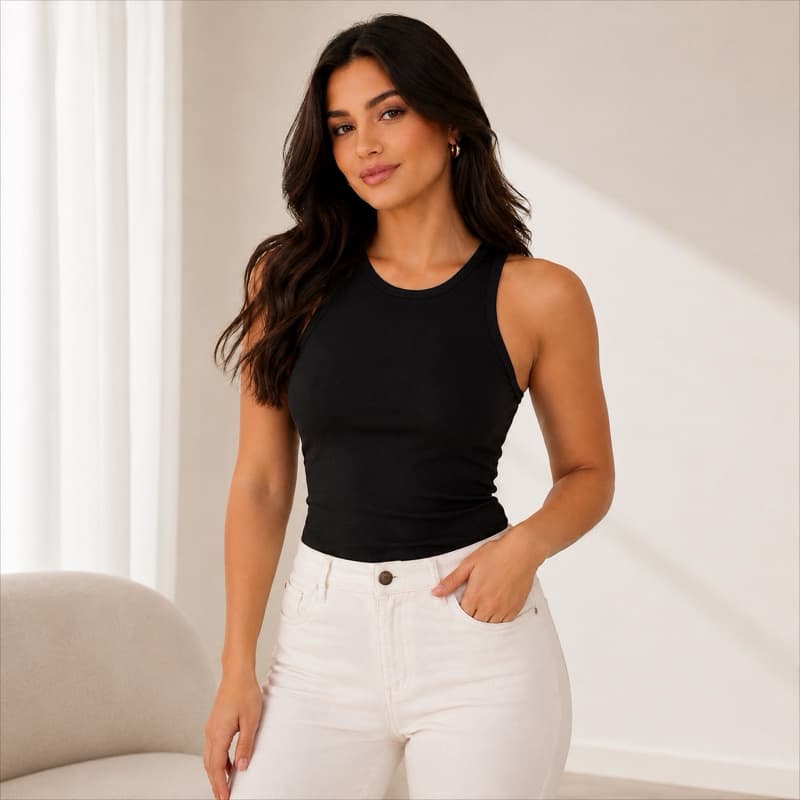 Regata Feminina Malha Viscolycra Blusinha com Alça Larga Casual Premium Regatinha Básica