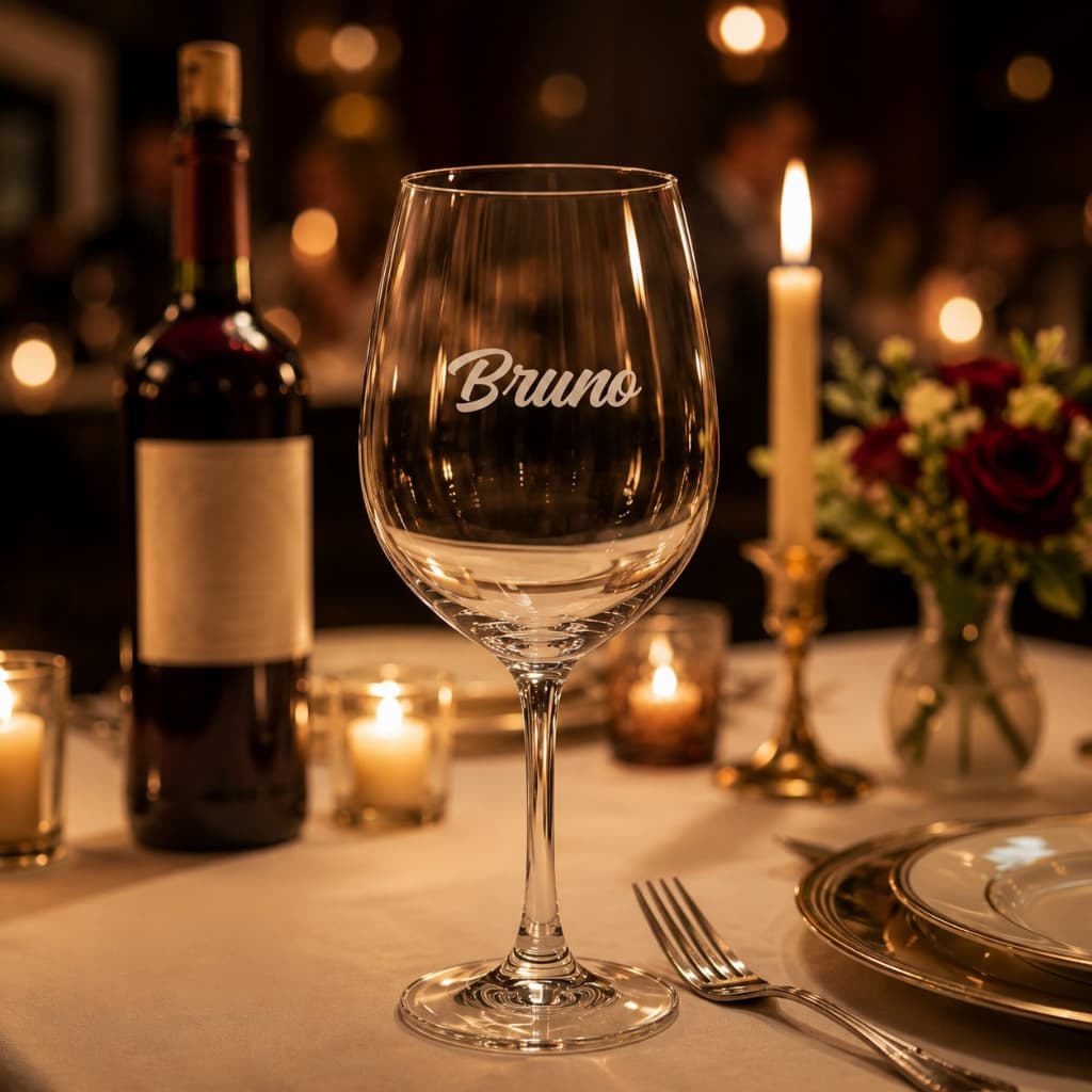 Taça de Vidro 490ml Personalizada Com Nome Gravação a Laser