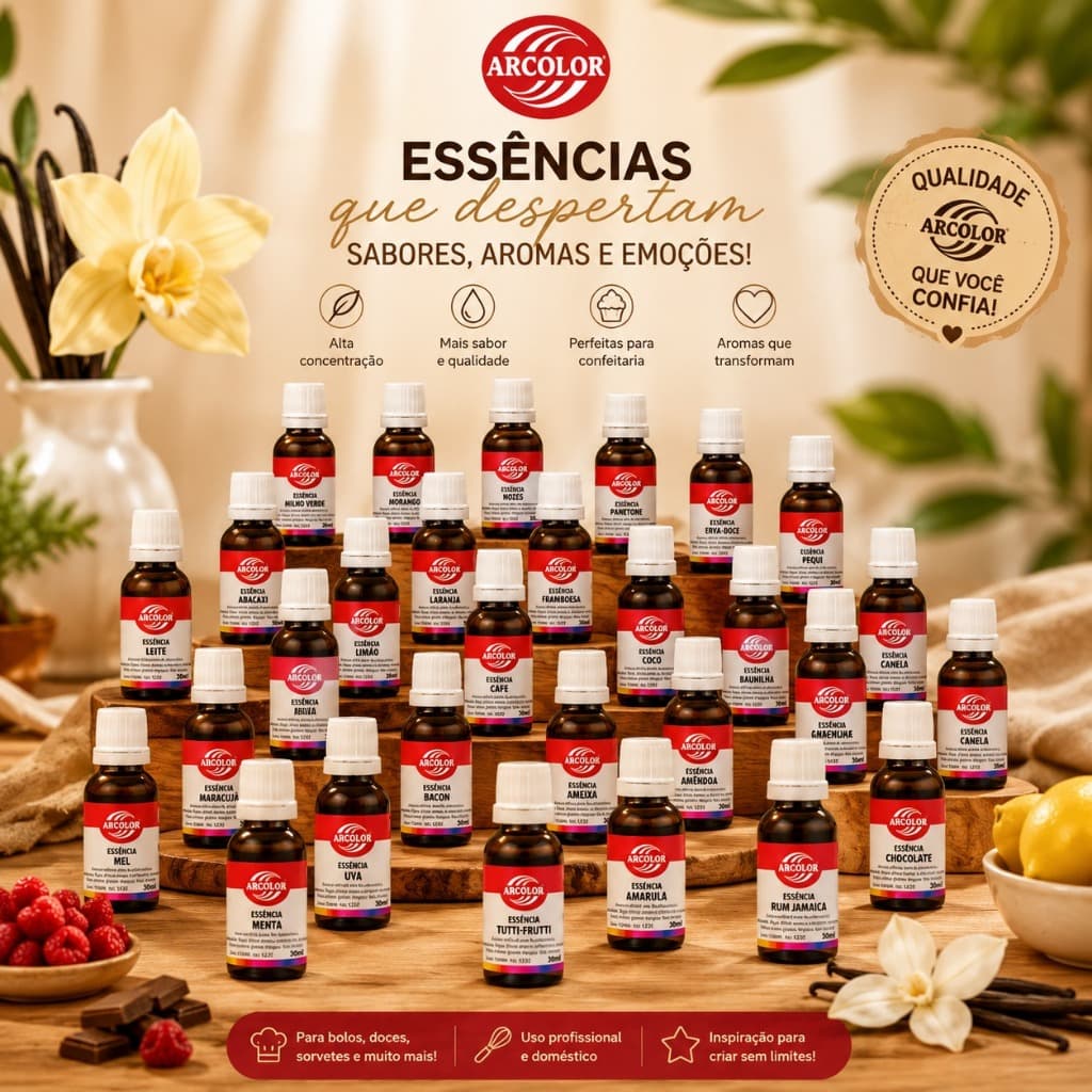 Essência Aroma Artificial Comestível Escolha o Sabor 30ML - ARCOLOR