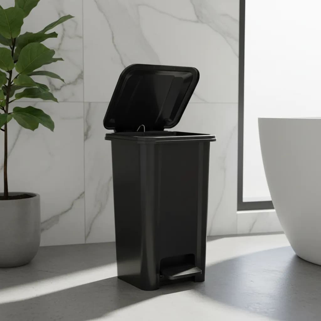 Lixeira Retangular Preta 50l Com Pedal Reforçado