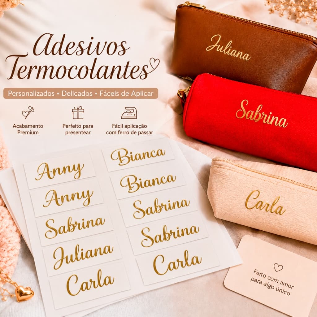 Nomes Adesivos Termocolantes Personalizados Etiquetas Roupas Uniforme Escolar Tecido Couro