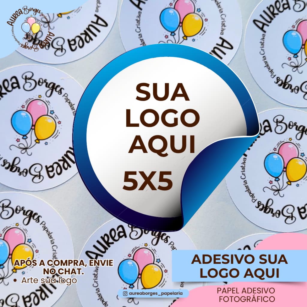 Etiquetas Adesivas Personalizadas 5x5 cm com Sua Logo Papel Fotográfico Marca Embalagens identidade