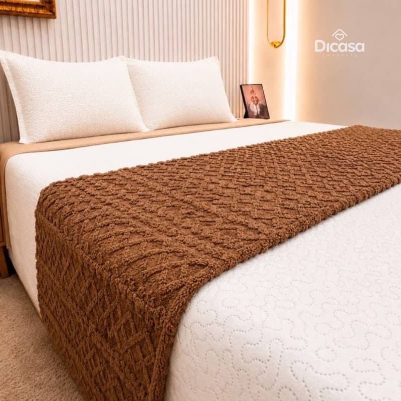 Peseira Cama Posta Queen Manta Decorativa Aconchegante Toque Macio  Em Relevo