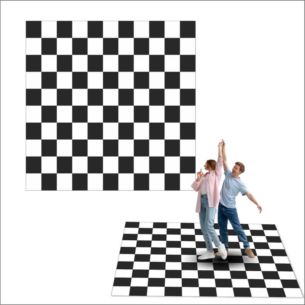 Lona Pista De Dança Xadrez 2,00x2,00m 2x2 Preto e Branco
