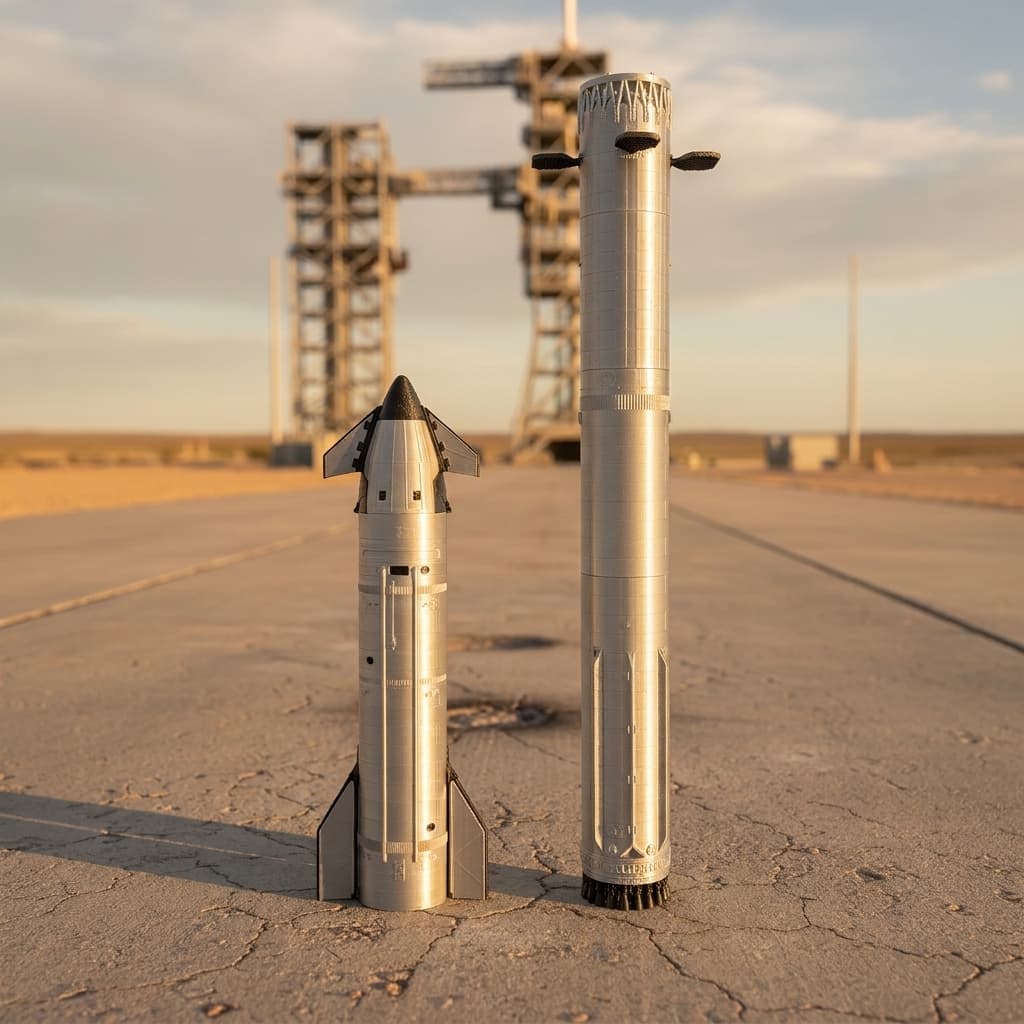 Miniatura SpaceX Starship S39 V3 + Super Heavy Booster 19 Escala 1:144 Colecionável