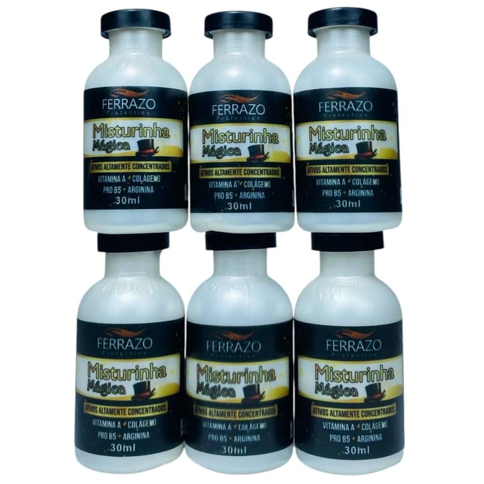 Kit com 6 Misturinha Mágica 30mL Repara o Interior da Fibra Capilar Ferrazo Profection
