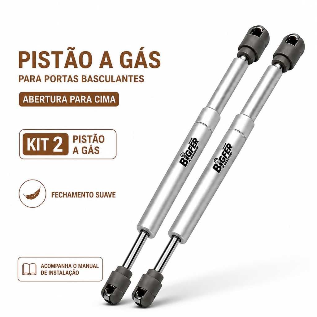 Kit 2 Pistão A Gás Abertura Para Cima Forças 60/80/100/160 Porta Basculante Amortecedor Armário
