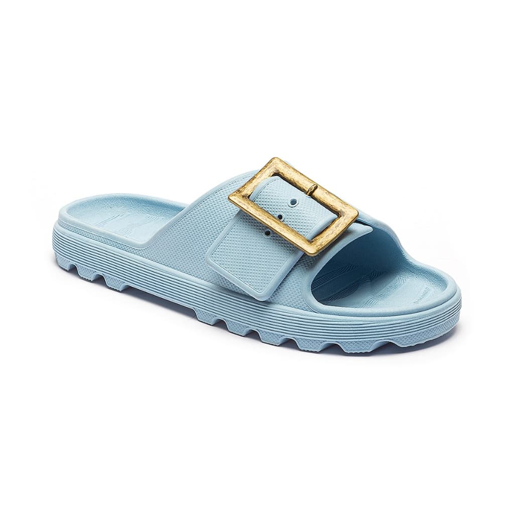 Chinelo Feminino Slide com Fivela Dourada Ajustável Leve Macio Solado Antiderrapante Promoção