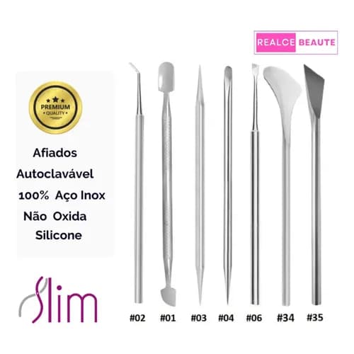 Kit Cutelaria Pedicure Profissional 7 Peças Inox Slim