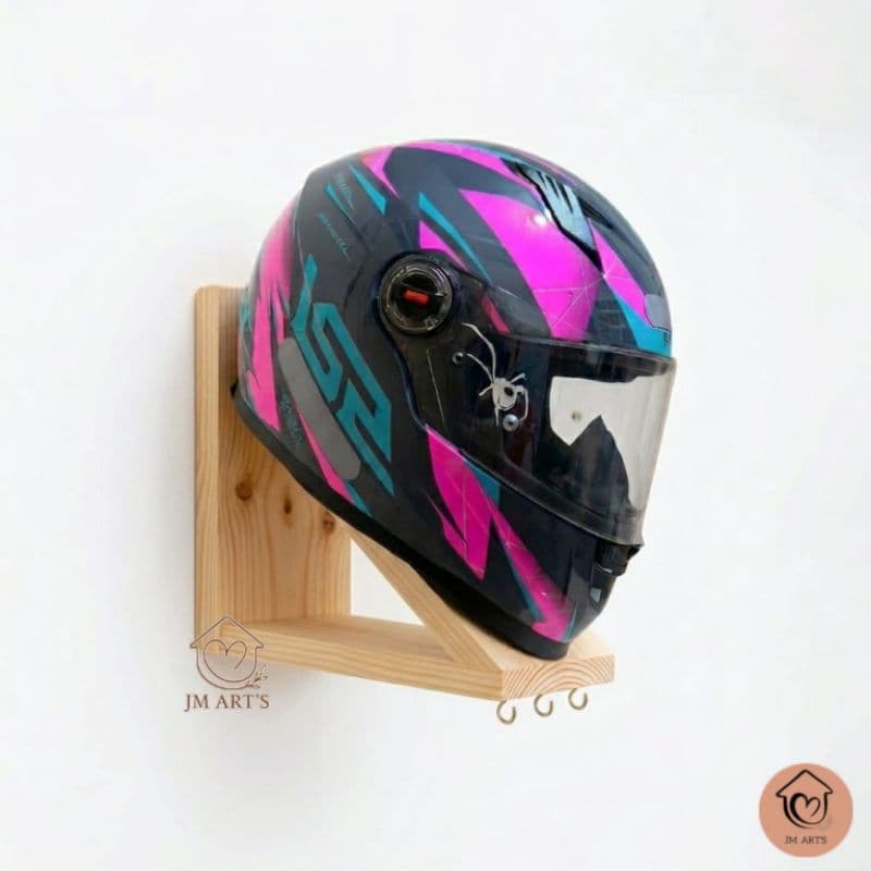 Suporte em madeira para capacete/modelo compacto