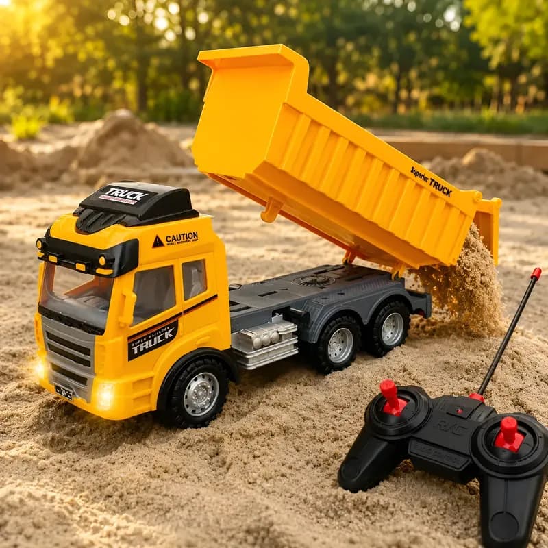 Caminhão Basculante Controle Remoto Brinquedo Com Luz De Led