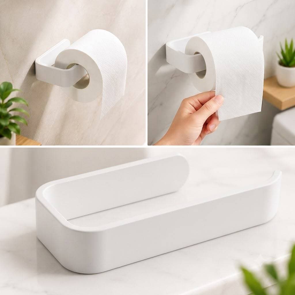 KIT 3 Suporte De Rolo De Papel Higiênico Acessórios Banheiro com Fita Dupla Face