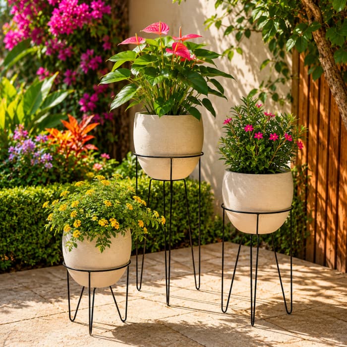 Kit Suporte Para Vaso Tripé Plantas Chão 2 Modelos PMG
