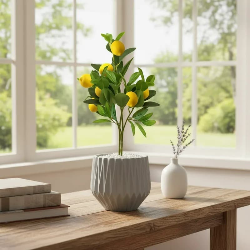Planta Artificial Limão com Vaso Sofisticado