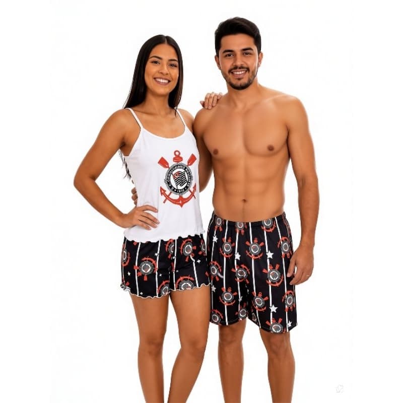 Kit Pijama Casal, Futebol, Baby Doll Feminino, Samba Canção Masculina