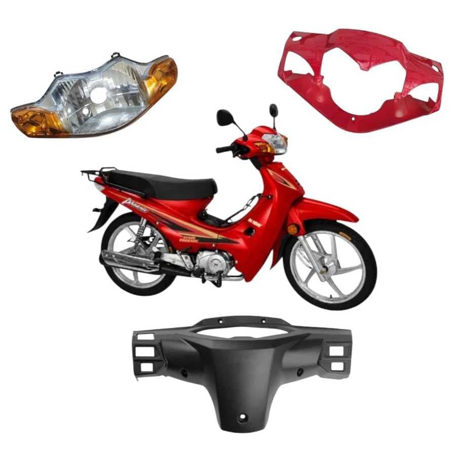 KIT CARENAGEM FAROL+MOLDURA+BLOCO SHINERAY PHOENIX GOLD VERMELHO