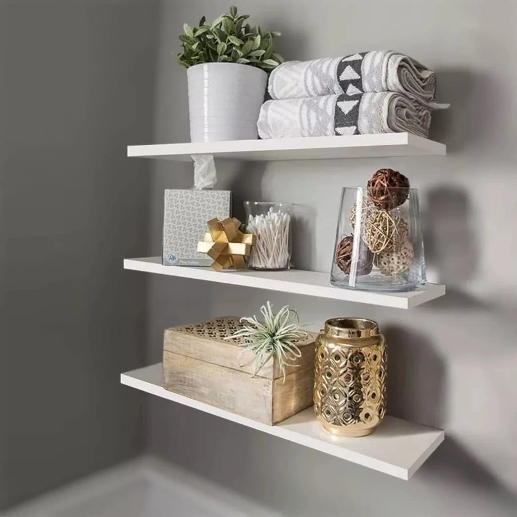 Kit 3 Prateleiras 30cm MDF Luxo Nichos Sala Cozinha Quarto Banheiro Com Kit De Instalação