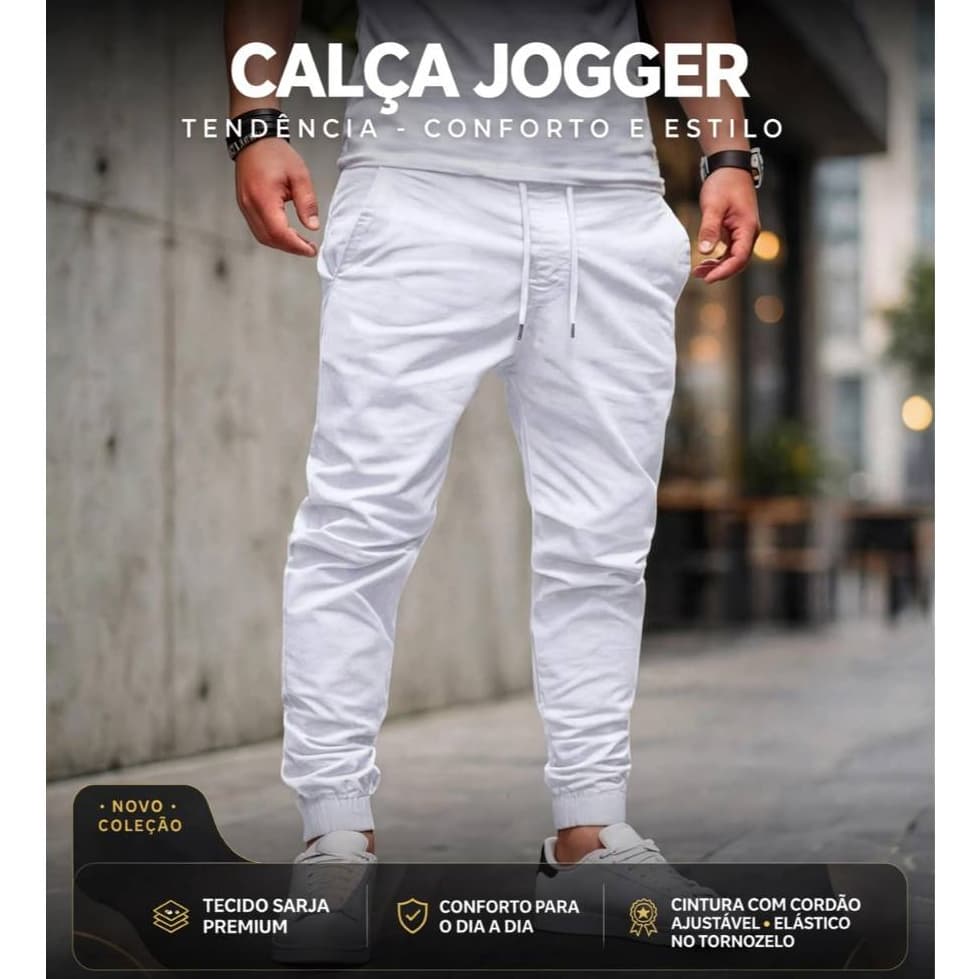 Calça Masculina Branca Jogger Calça  Branca Calça Adulto Jogger Branca