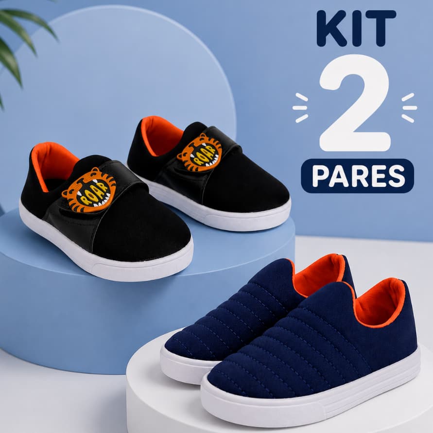 Kit 2 Tênis Infantil Masculino Calce Fácil  Leve e Confortável