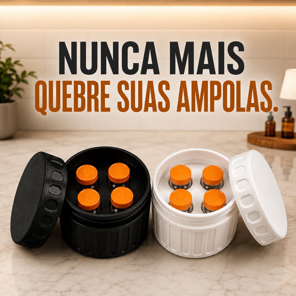 Porta Ampolas 3ml p/ 4 Unidades Estojo Organizador Rígido Seguro Tirze