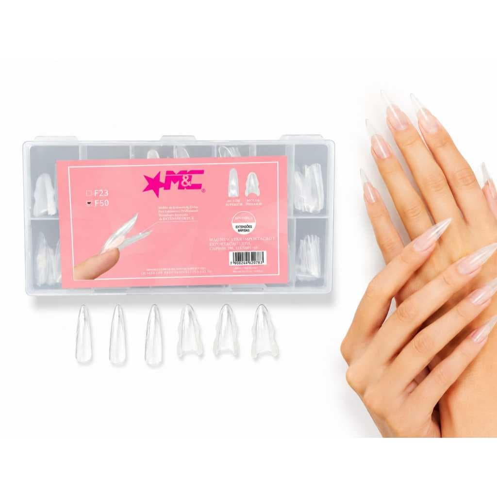 Molde F1 Profissional Extensão Unhas Sanduiche Almond 180 Un Molde F1 Sanduiche Almond Transparente