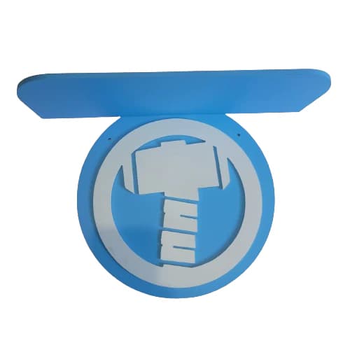 Prateleira Nicho Thor MDF Decoração Quarto Infantil Bebê Menino Expositor De Brinquedos Carrinhos E Livros Parede