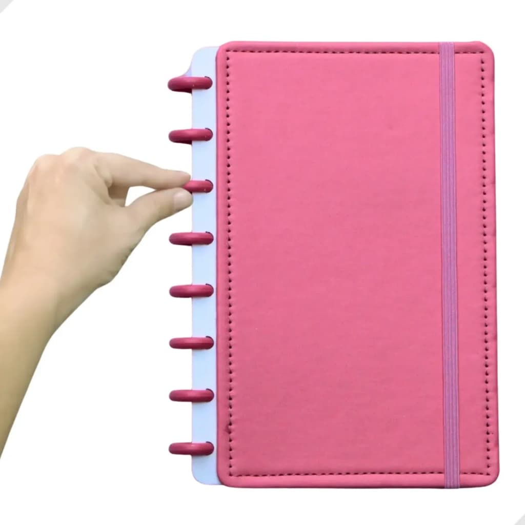 Caderno Inteligente Disco Grande G 60 Folhas Reposicionáveis Capa Dura Lilás Elástico Disko