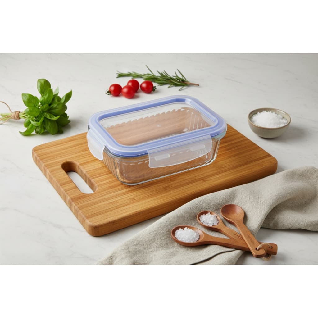 Pote Hermético Retangular Tampa Vidro 640ml Conservação Alimentos Vedação Segura Prático