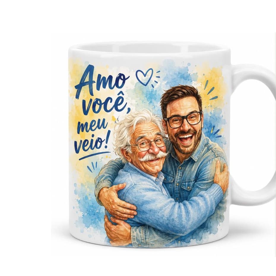 Caneca Personalizada Caricatura Amo você Meu Veio Dia dos Pais Presente Criativo Pai Papai Vô Vovô
