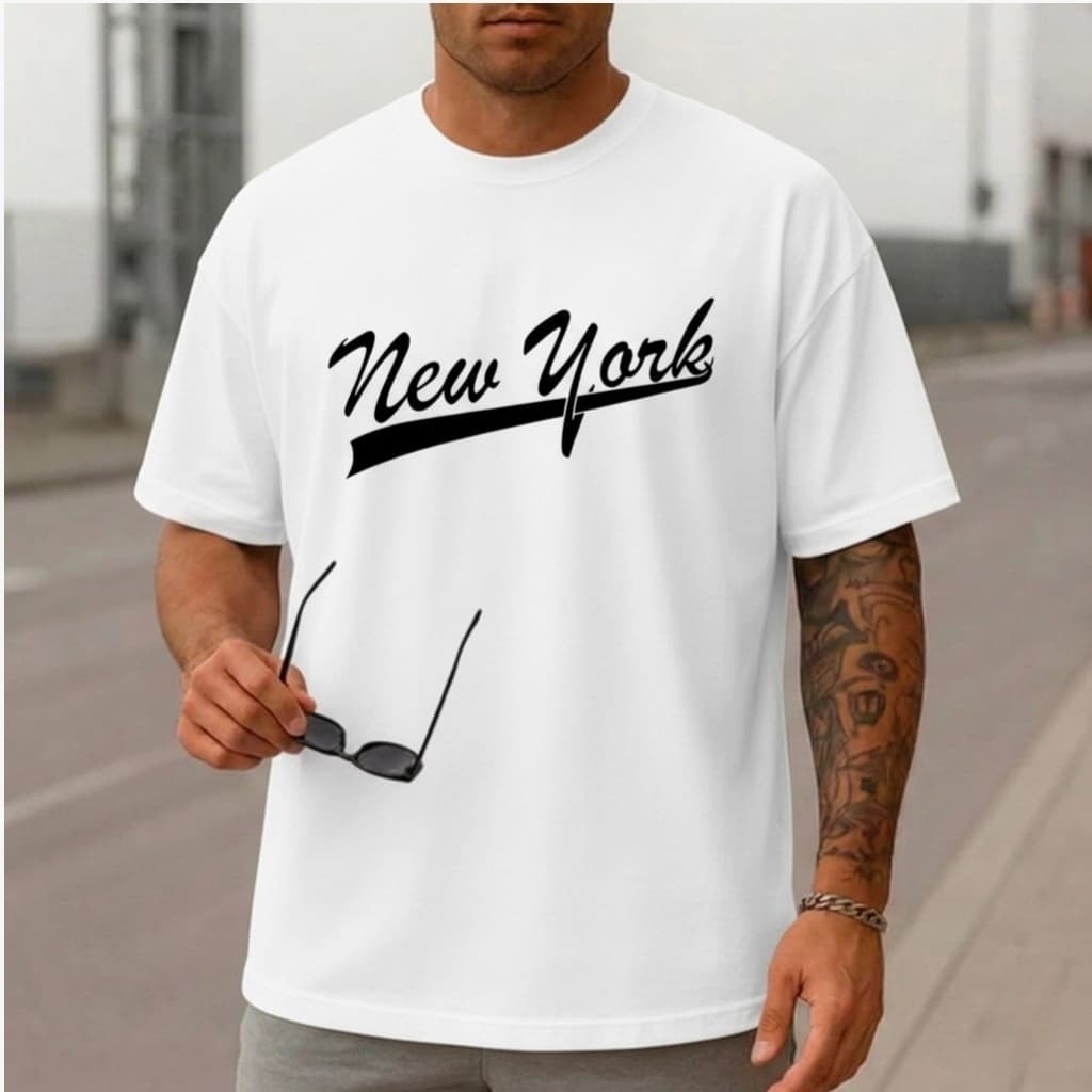 Camisa Camiseta Estilo Streetwear Estampada New York Malha 100% Algodão Premium Unissez