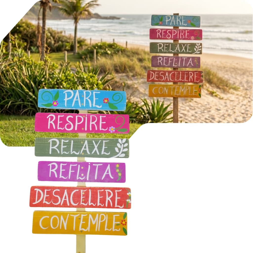 Placa Decorativa Jardim Madeira Rústica Grande 1m Espeto Chão Frases Good Vibes Gentileza Piscina Chácara Quintal