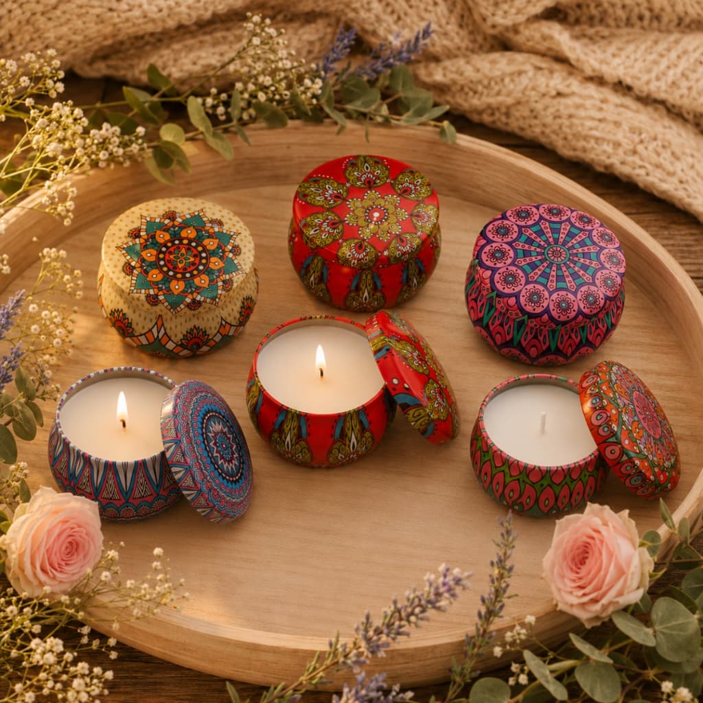 Vela Perfumada Latinha Decorada Aromática 4 x 6cm Candle 70g - Estampas Variadas