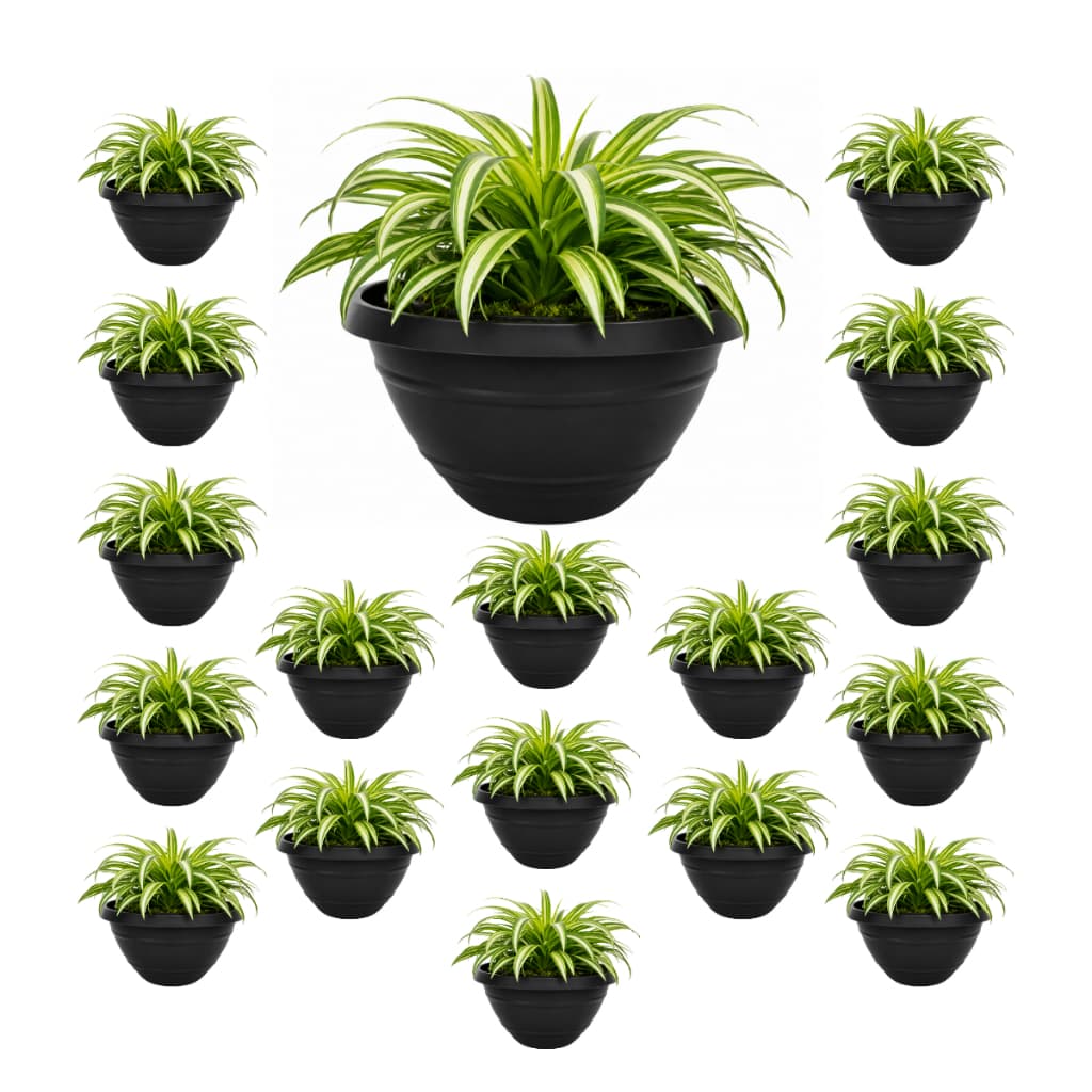 Kit 50 Vasos de Parede Pequeno 450 ml Preto Plastico Meia Lua para Flores Plantas Decoração Vertical