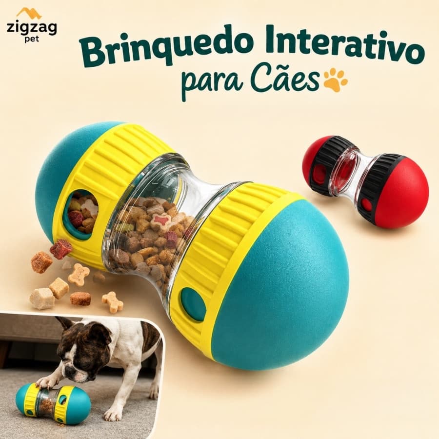Brinquedo Interativo para Cães com Dispensador de Petiscos e Ração Alimentação Lenta