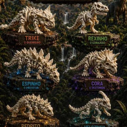 KIT OM 6 DINOSSAUROS ARTICULADOS 3D colecionavel brinquedos