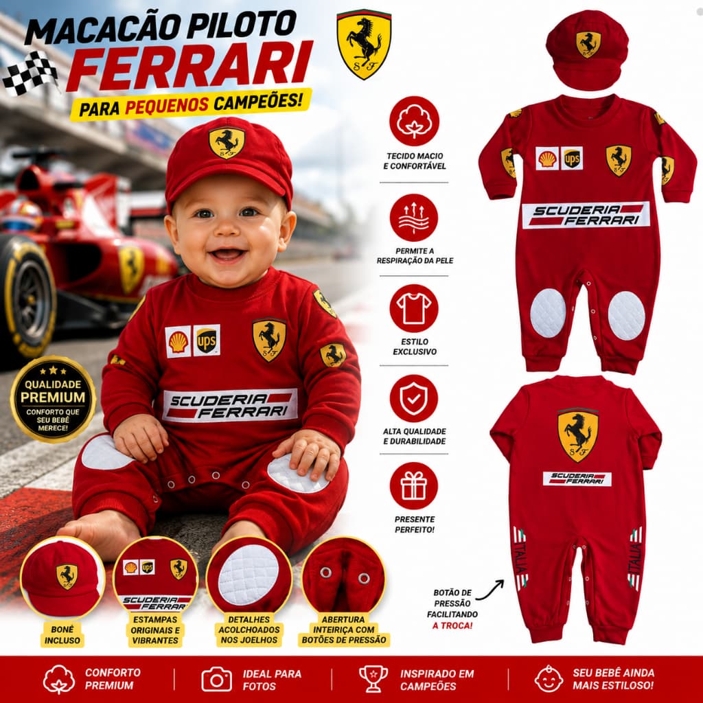 Roupa Macacão de Bebê Piloto Formula 1 Motogp