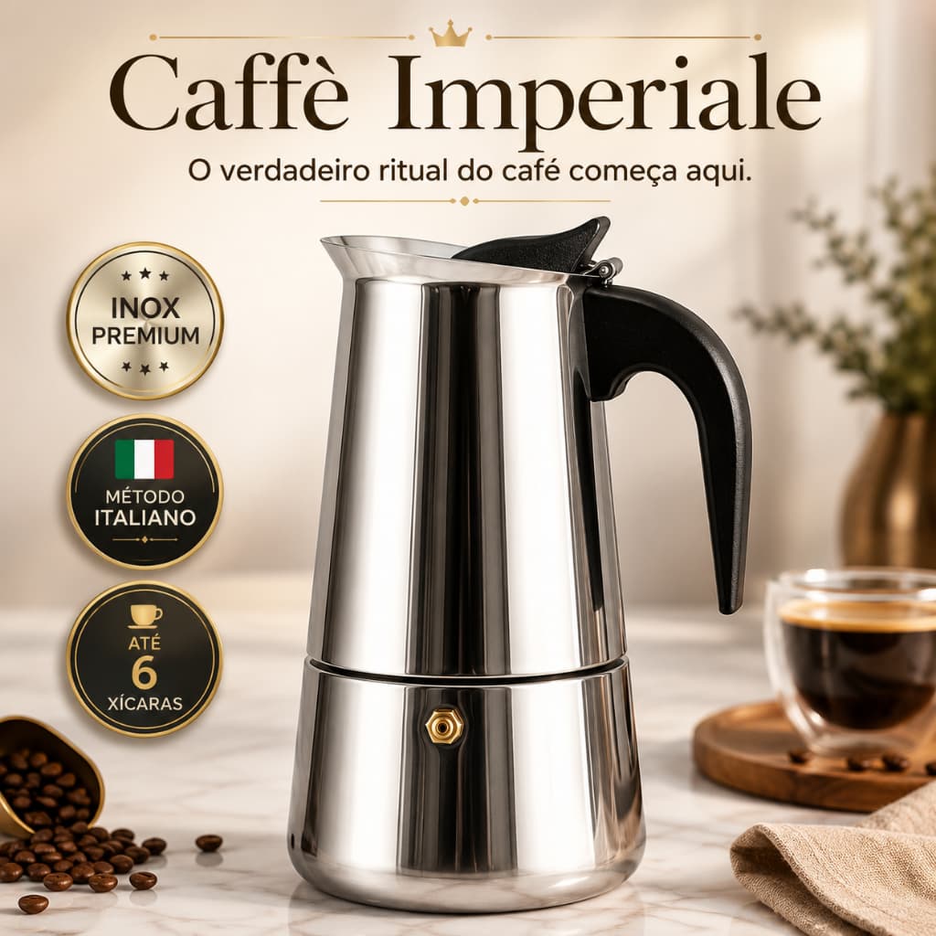 Cafeteira Italiana Inox 6 Xícaras Moka Premium Café Expresso Fogão Tradicional Cozinha Gourmet