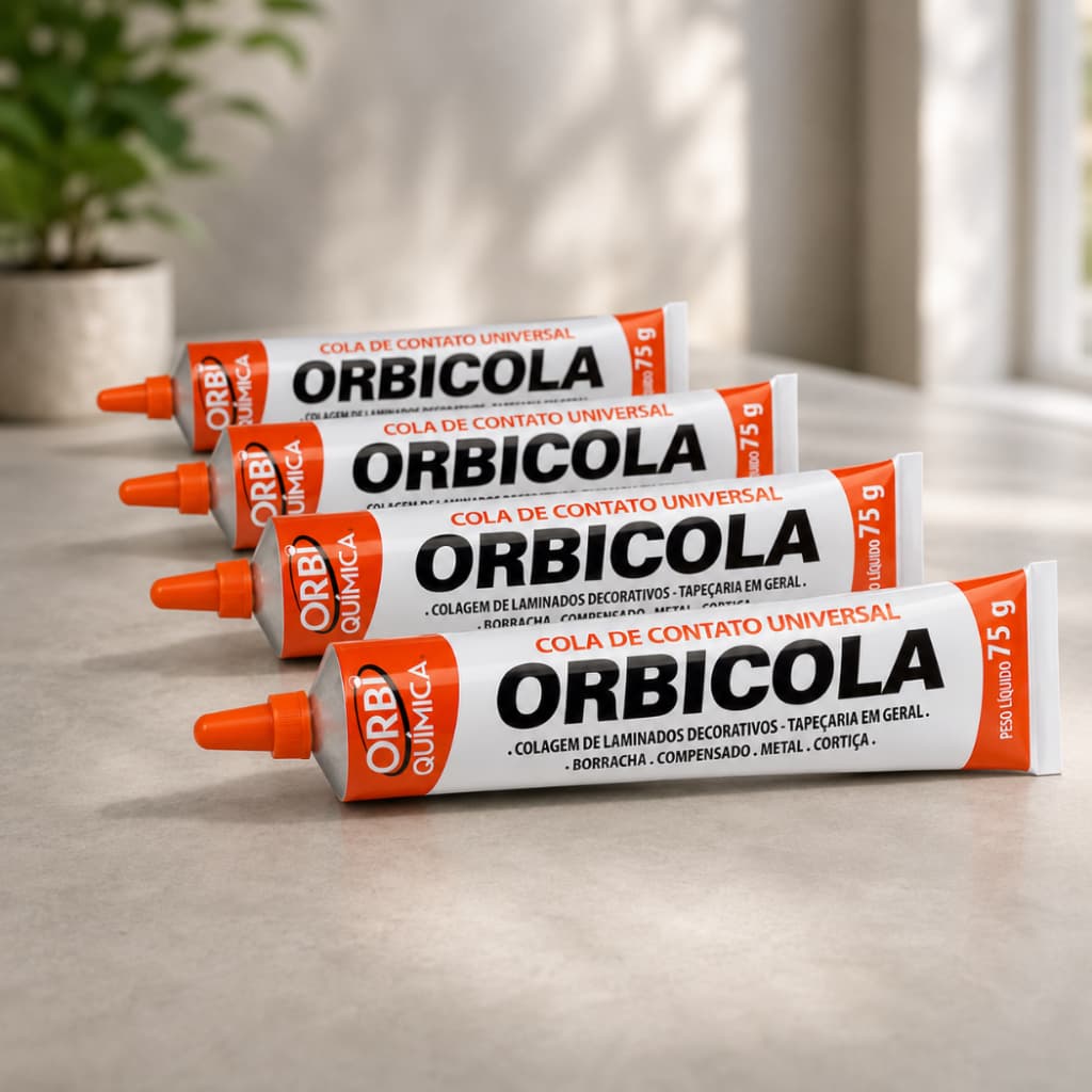 Cola de Contato Orbicola 75g Universal Alta Resistência Para Madeira Couro Borracha Metal Kit 5