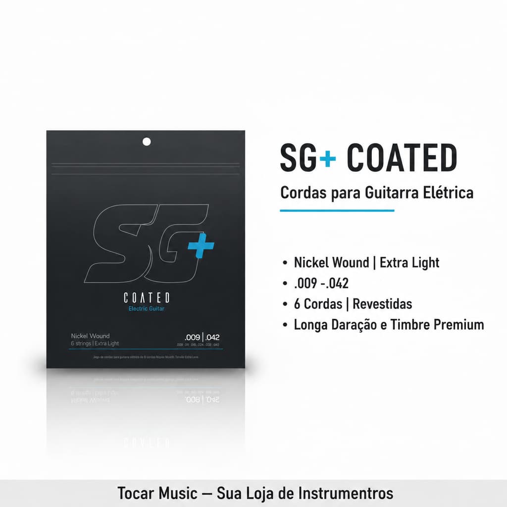 Encordoamento para Guitarra SG+ Coated Tensão Extra Light .009 - .042 Produto Original.