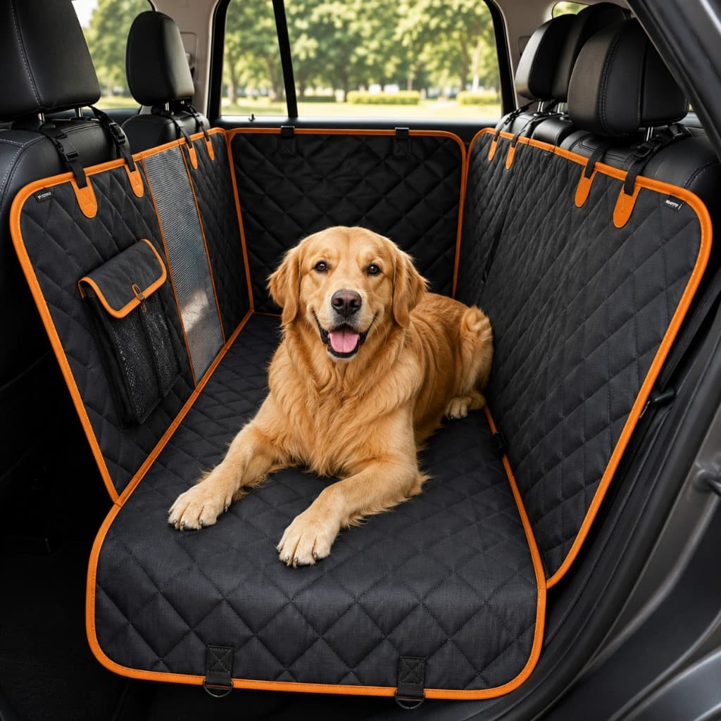 Capa Protetora Para Banco Pet Impermeável 5 em 1 para Banco de Carro com Cinto de Segurança Capa Banco Porta MalaPet