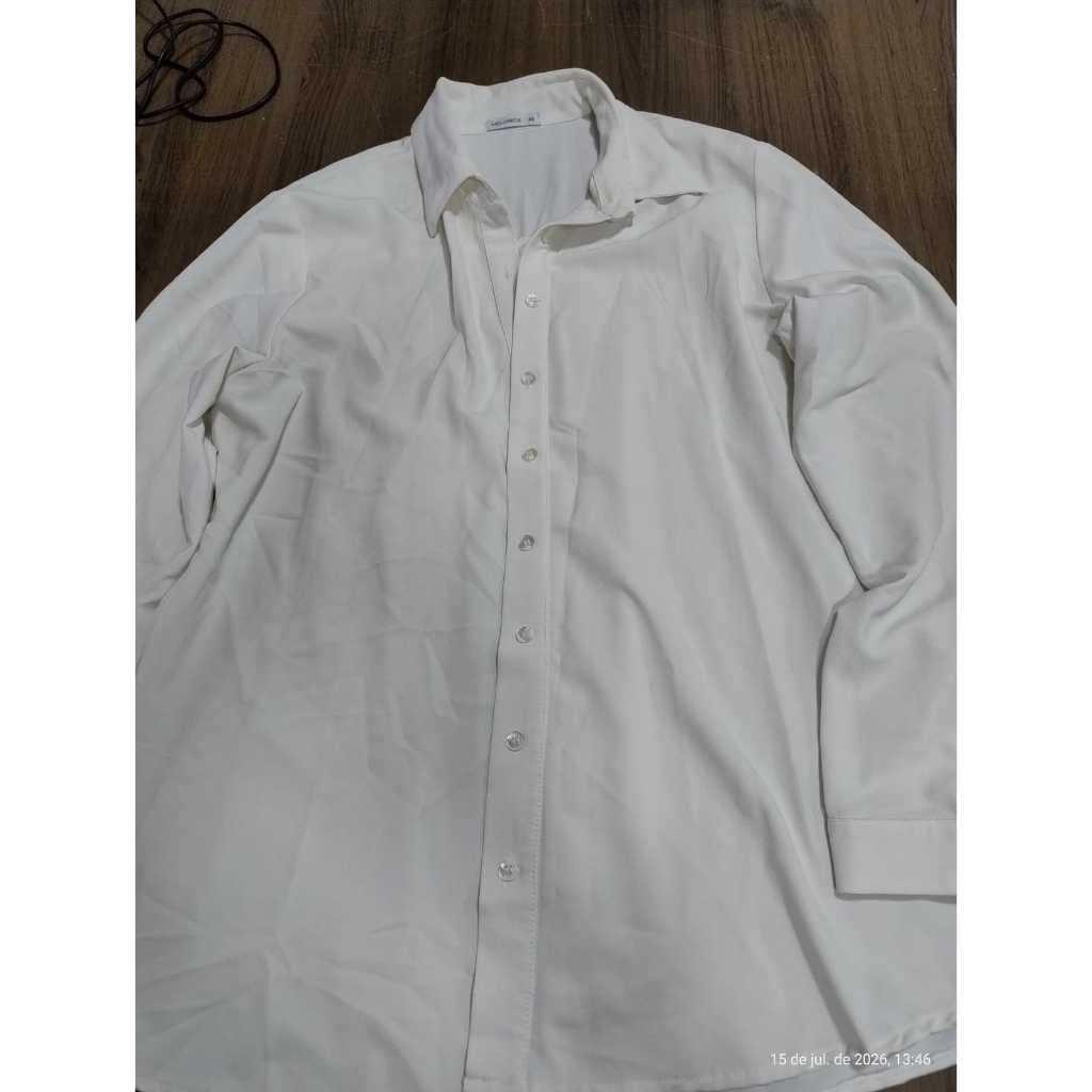 CAMISA FEMININA COM MANGA LONGA BRANCA GG