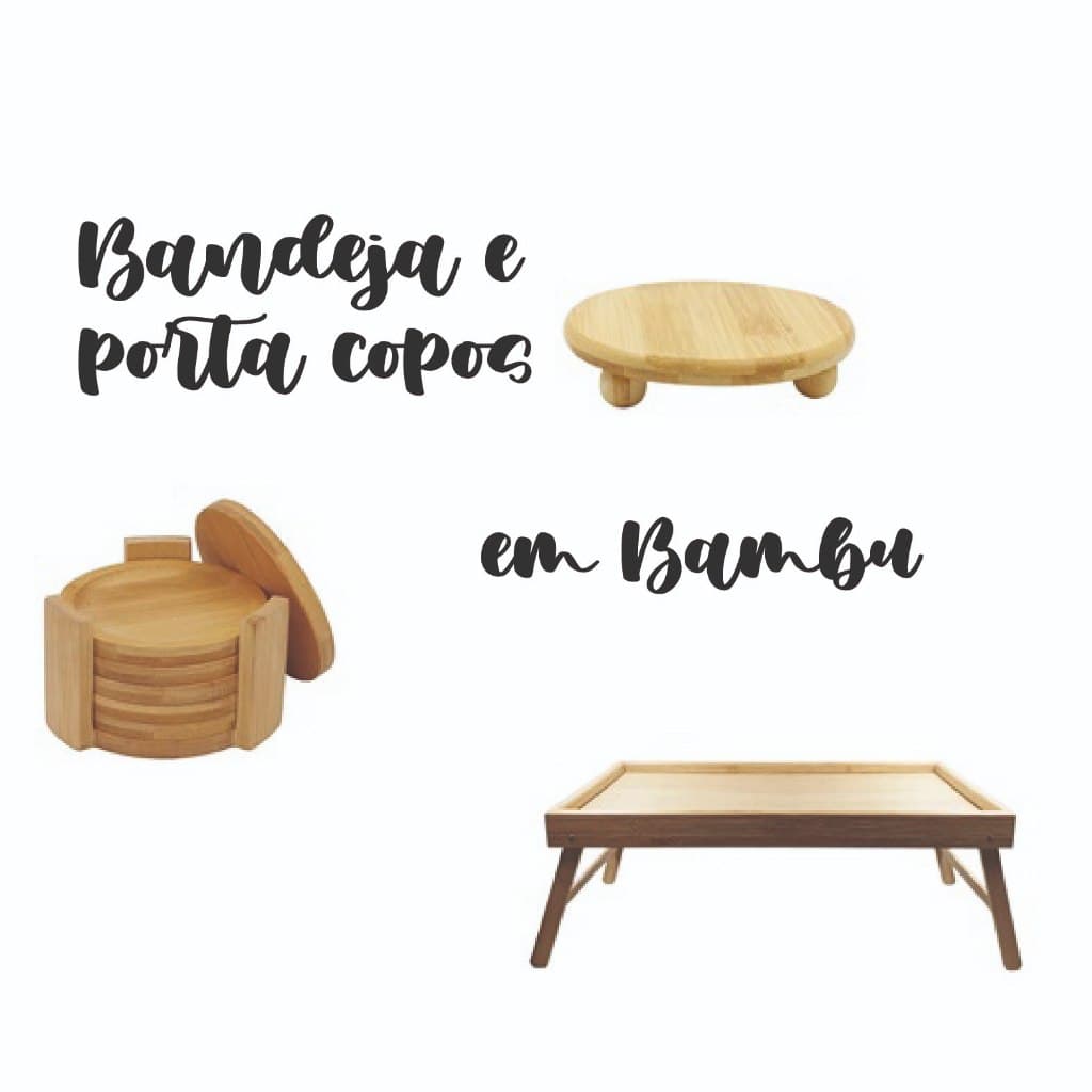 Itens Decoração Bambu Porta Copos , Bandeja e Mesa de Café