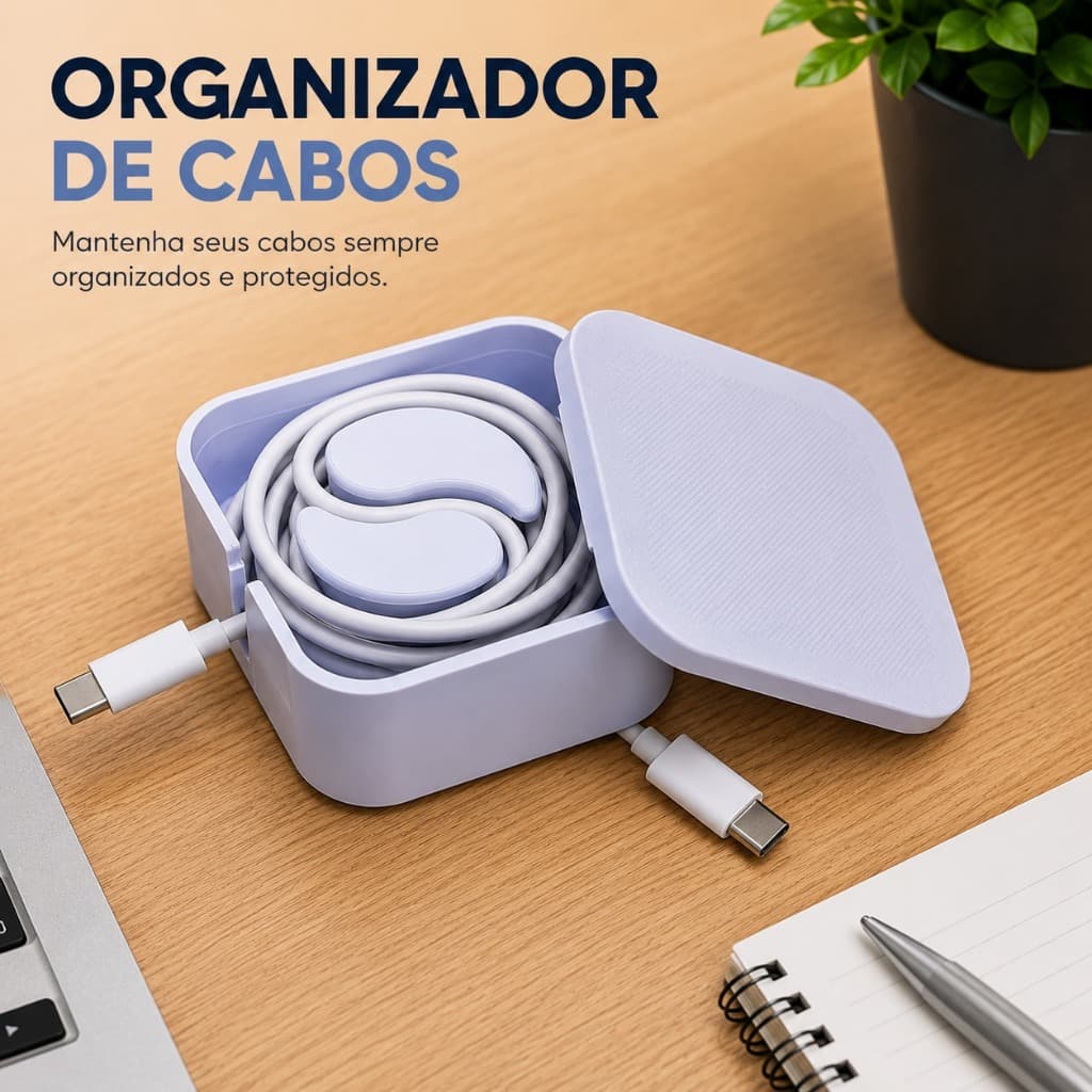 Organizador de Cabos e Fios Premium iPhone Tipo C V8 Porta Carregador
